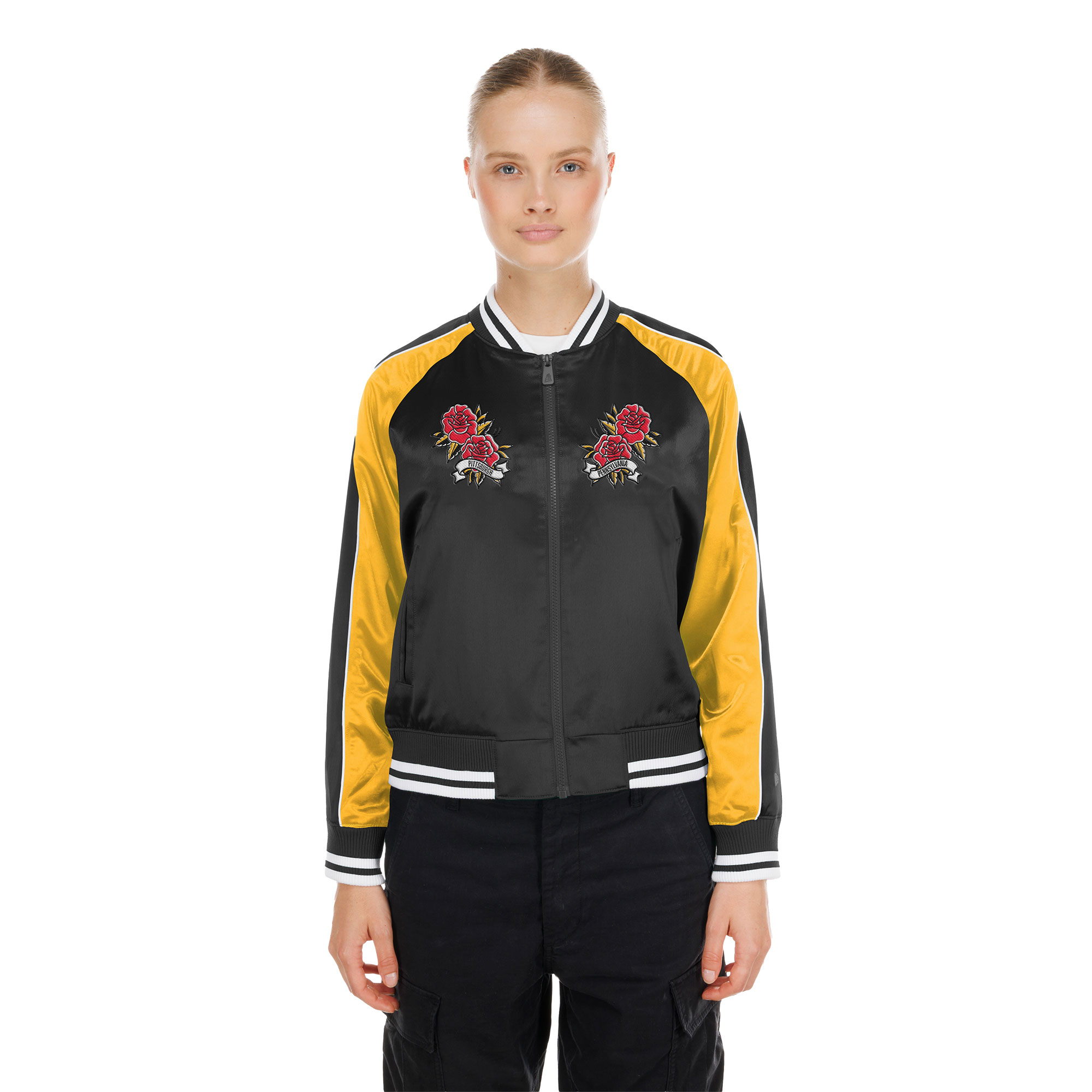 Women's New Era Black Pittsburgh Steelers Lifestyle Satin Jacket