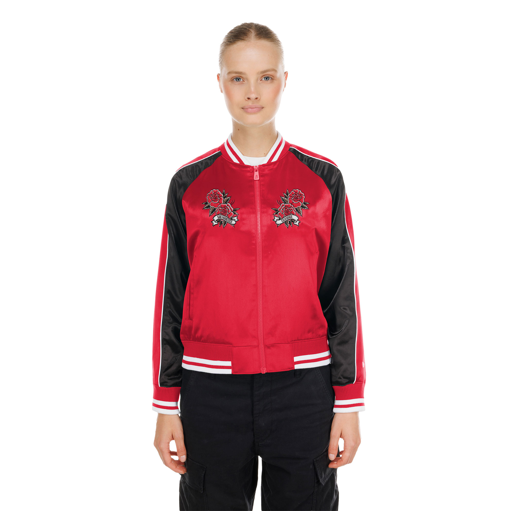 New Era Women's Scarlet San Francisco 49ers Lifestyle Satin Jacket - Scarlet