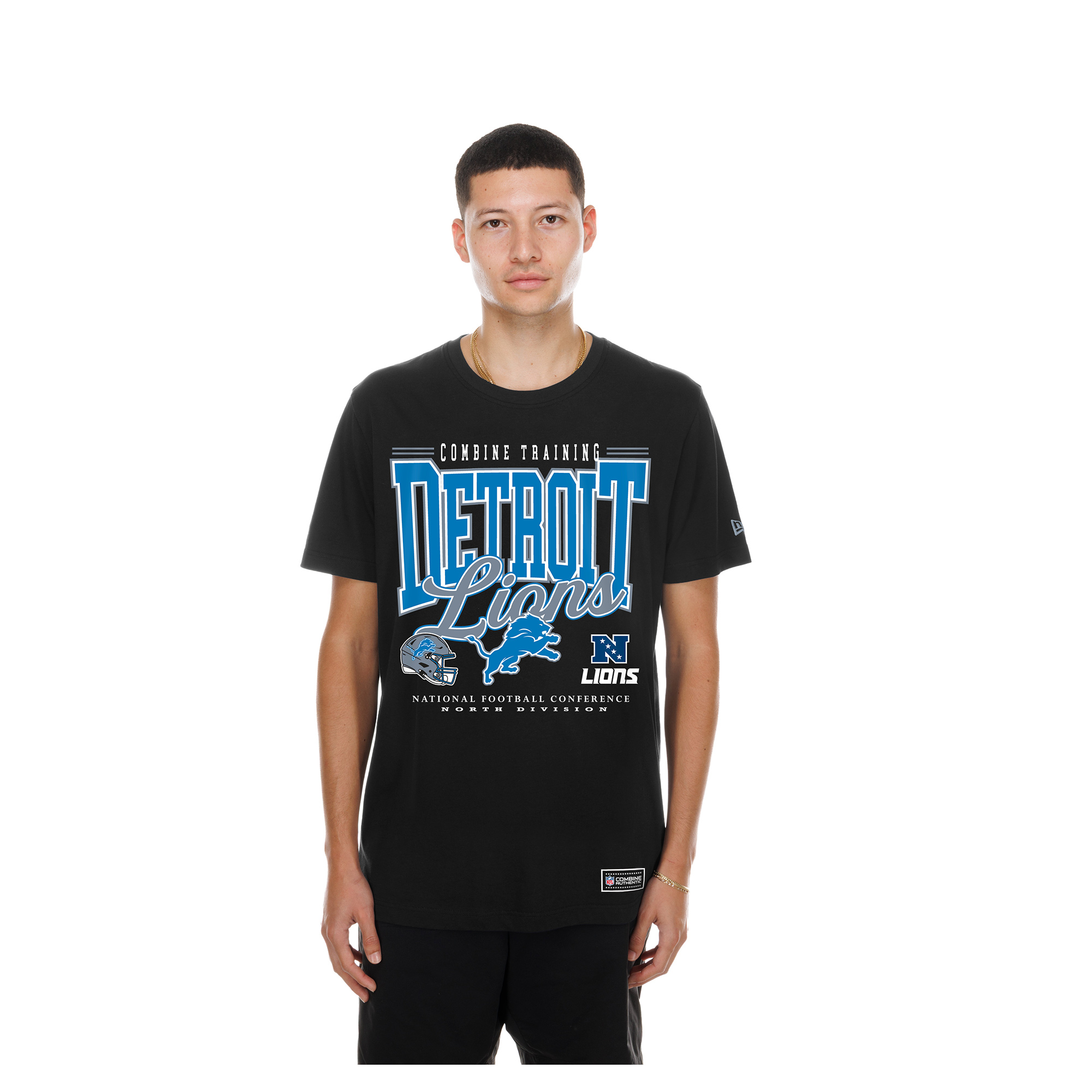 Men's New Era Black Detroit Lions Combine Authentic T-Shirt