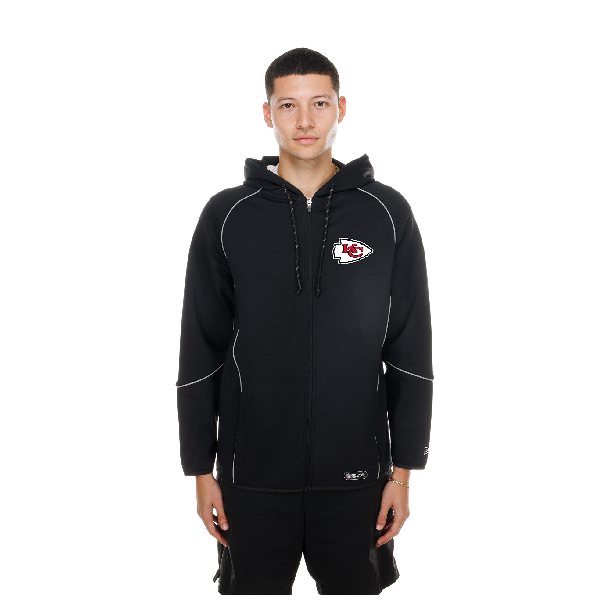 Men's New Era Black Kansas City Chiefs Combine Authentic Raglan Full-Zip Hoodie
