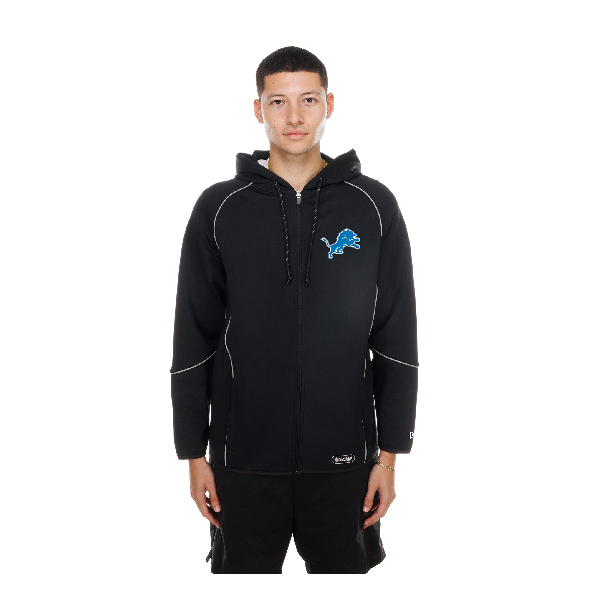 Men’s New Era Black Detroit Lions Combine Authentic Raglan Full-Zip Hoodie