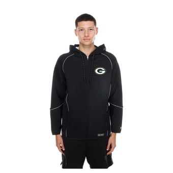 Men's New Era  Black Green Bay Packers Combine Authentic Raglan Full-Zip Hoodie