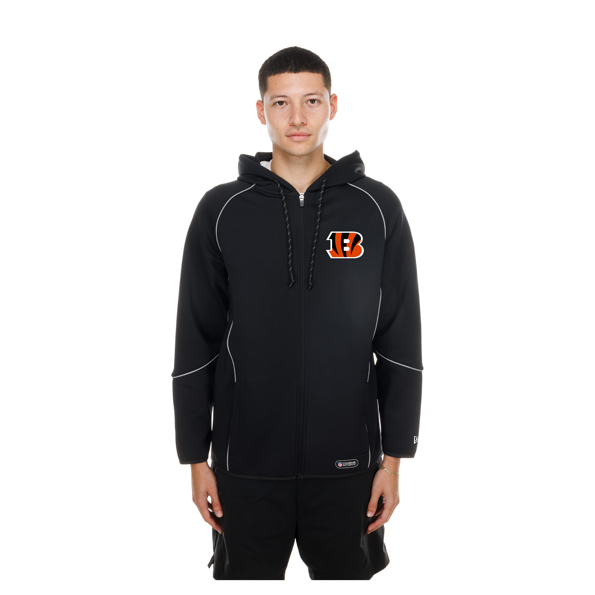 Men's New Era Black Cincinnati Bengals Combine Authentic Raglan Full-Zip Hoodie