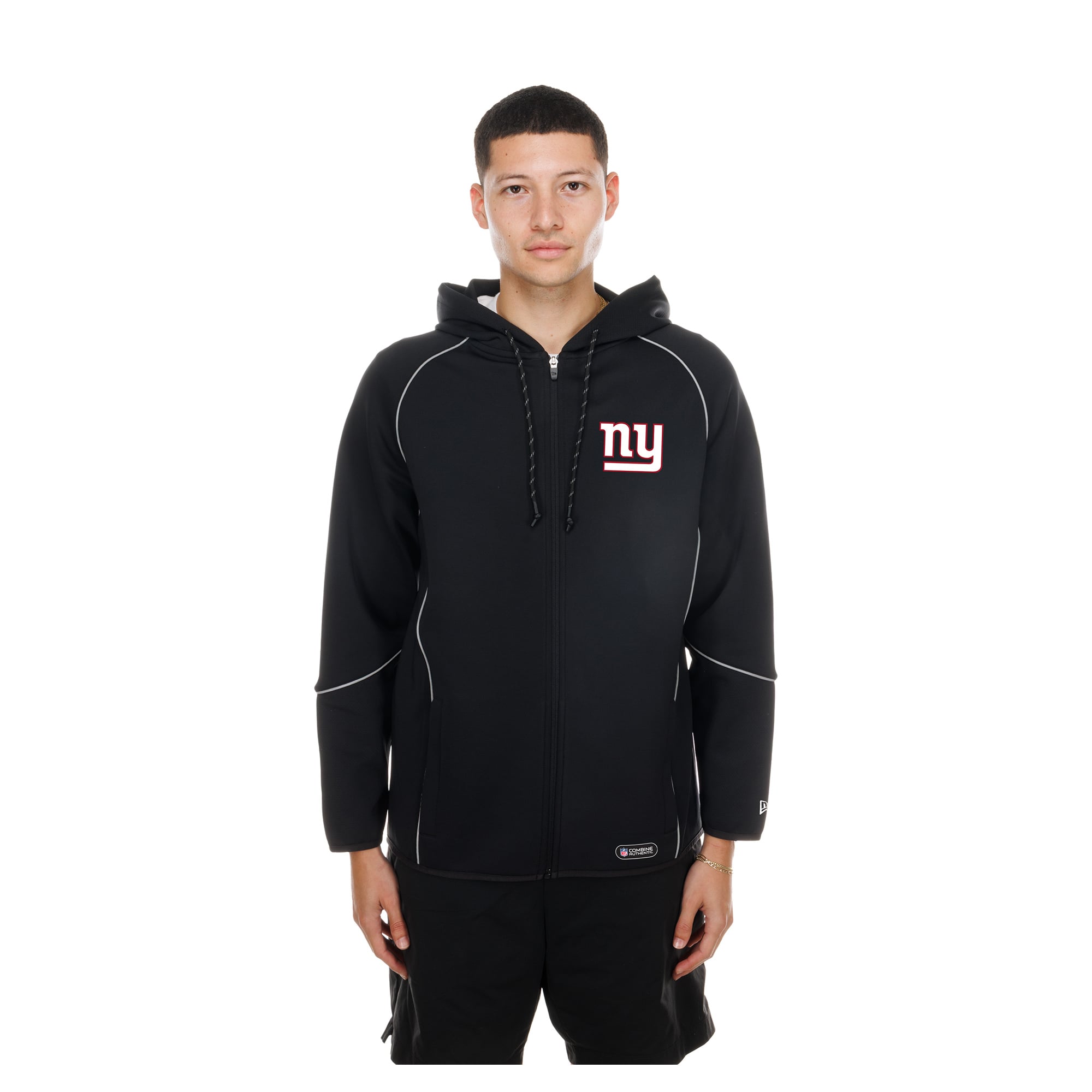 Men’s New Era Black New York Giants Combine Authentic Raglan Full-Zip Hoodie