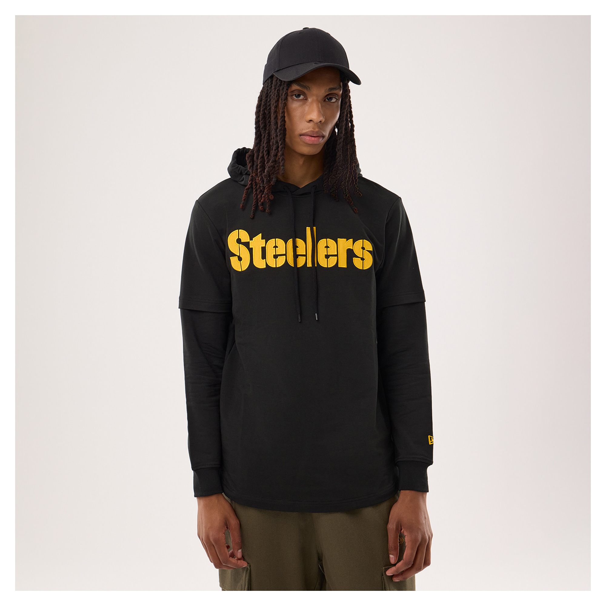 New Era Men's Black Pittsburgh Steelers Functional Fandom Twofer Hoodie - Black
