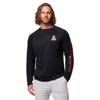 Men's Columbia Black Alabama Crimson Tide Terminal Tackle Omni-Shade Raglan Long Sleeve T-Shirt