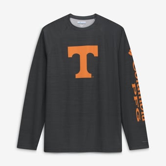 Men's Columbia  Charcoal Tennessee Volunteers PFG Terminal Tackle Omni-Shade Raglan Long Sleeve T-Shirt