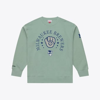 Men's Mitchell & Ness Green Milwaukee Brewers Yacht Rock Fleece Sweatshirt