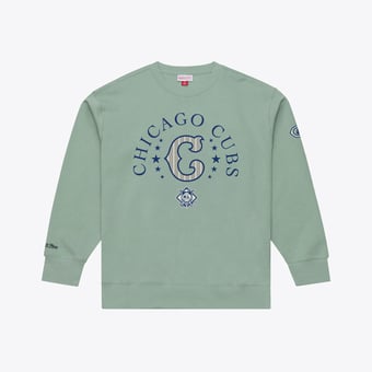 Men's Mitchell & Ness Green Chicago Cubs Yacht Rock Fleece Sweatshirt