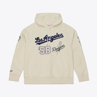 Men's Mitchell & Ness Cream Los Angeles Dodgers Yacht Rock Fleece Hoodie