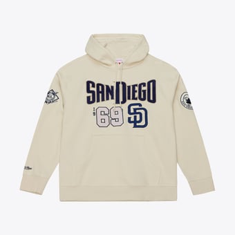 Men's Mitchell & Ness Cream San Diego Padres Yacht Rock Fleece Hoodie