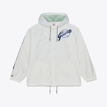 Men's Mitchell & Ness White San Francisco Giants Yacht Rock Coaches Full-Snap Hooded Windbreaker Jacket