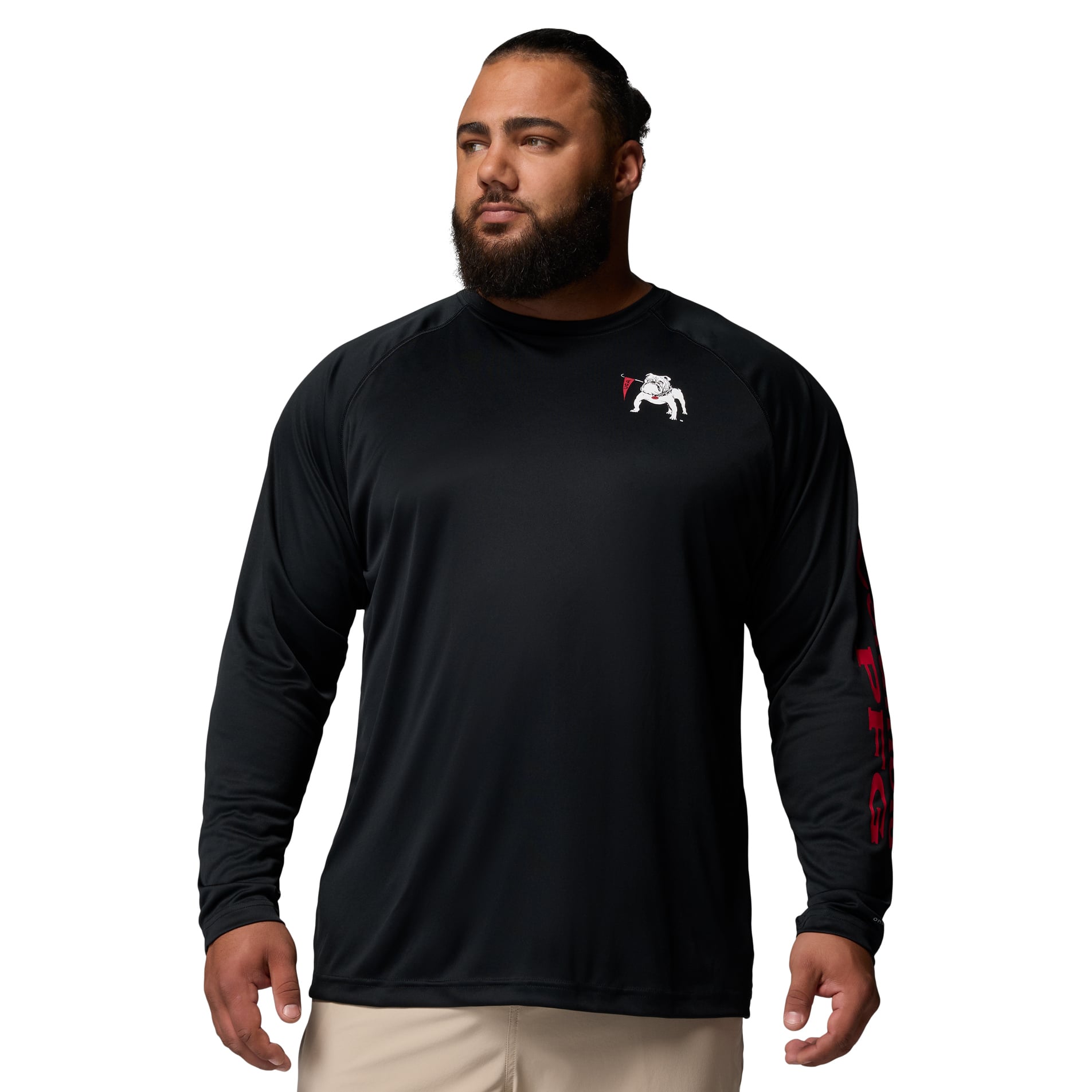 Men's Columbia  Black Georgia Bulldogs Big & Tall Terminal Tackle Long Sleeve Omni-Shade T-Shirt