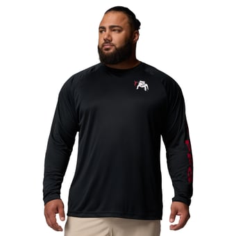 Men's Columbia  Black Georgia Bulldogs Big & Tall Terminal Tackle Long Sleeve Omni-Shade T-Shirt