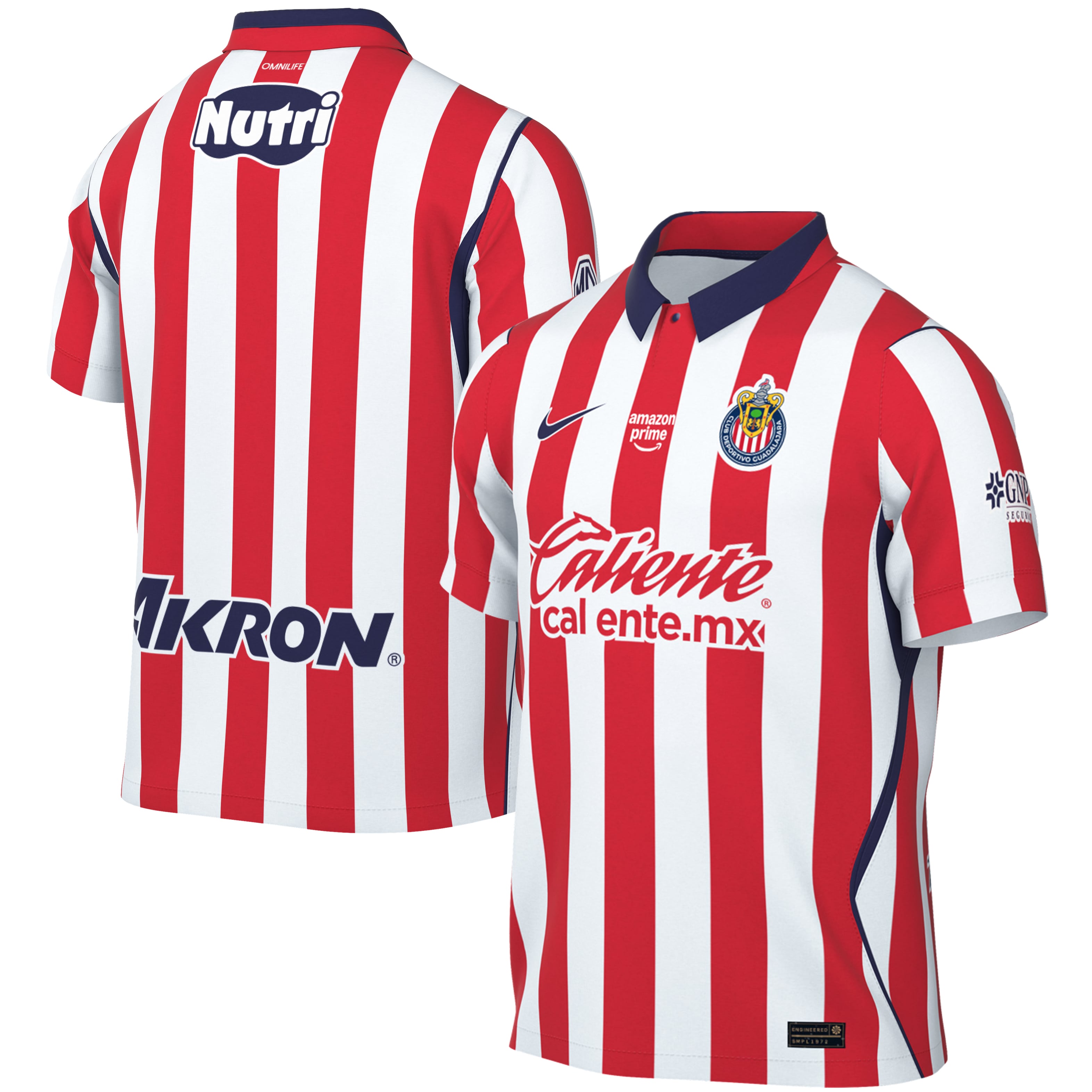 Men's Nike White/Red Chivas 2026/27 Home Stadium Replica Sponsor Jersey