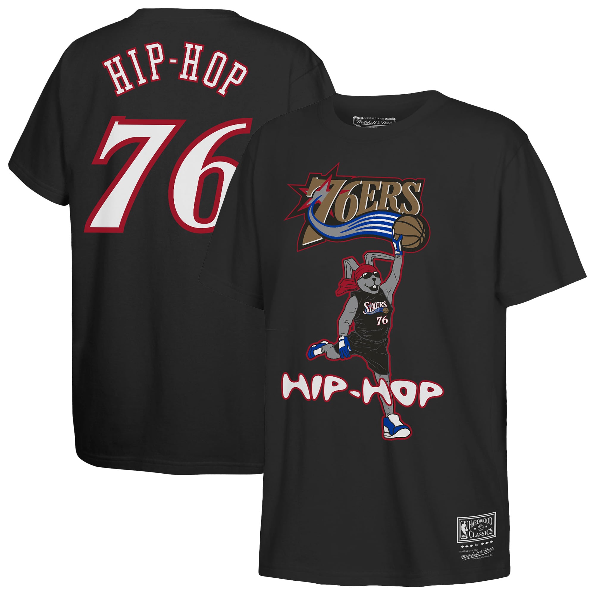 Youth Mitchell & Ness  Black Philadelphia 76ers Hip Hop T-Shirt