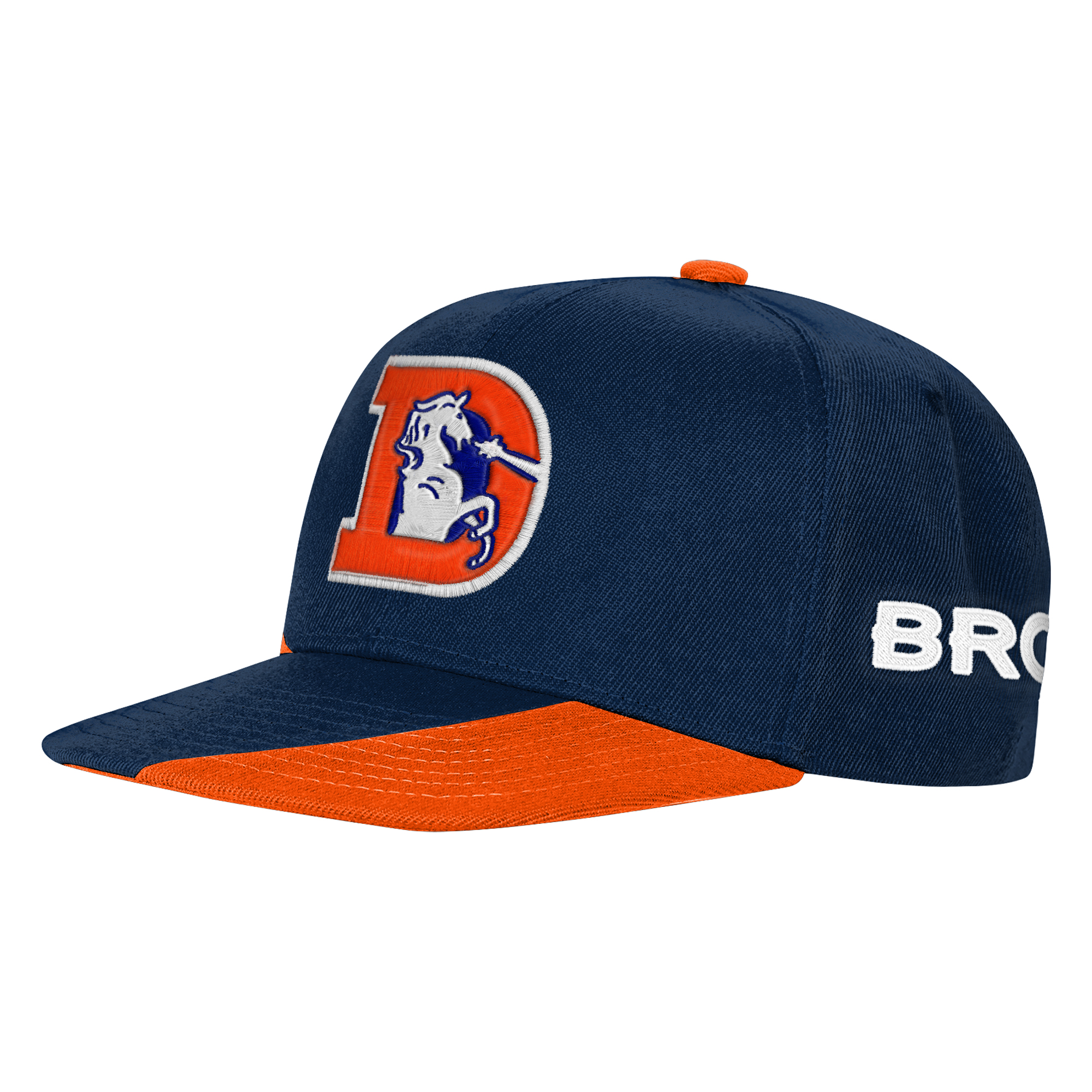 Youth Outerstuff Navy/Orange Denver Broncos Side Swipe Retro Snapback Hat