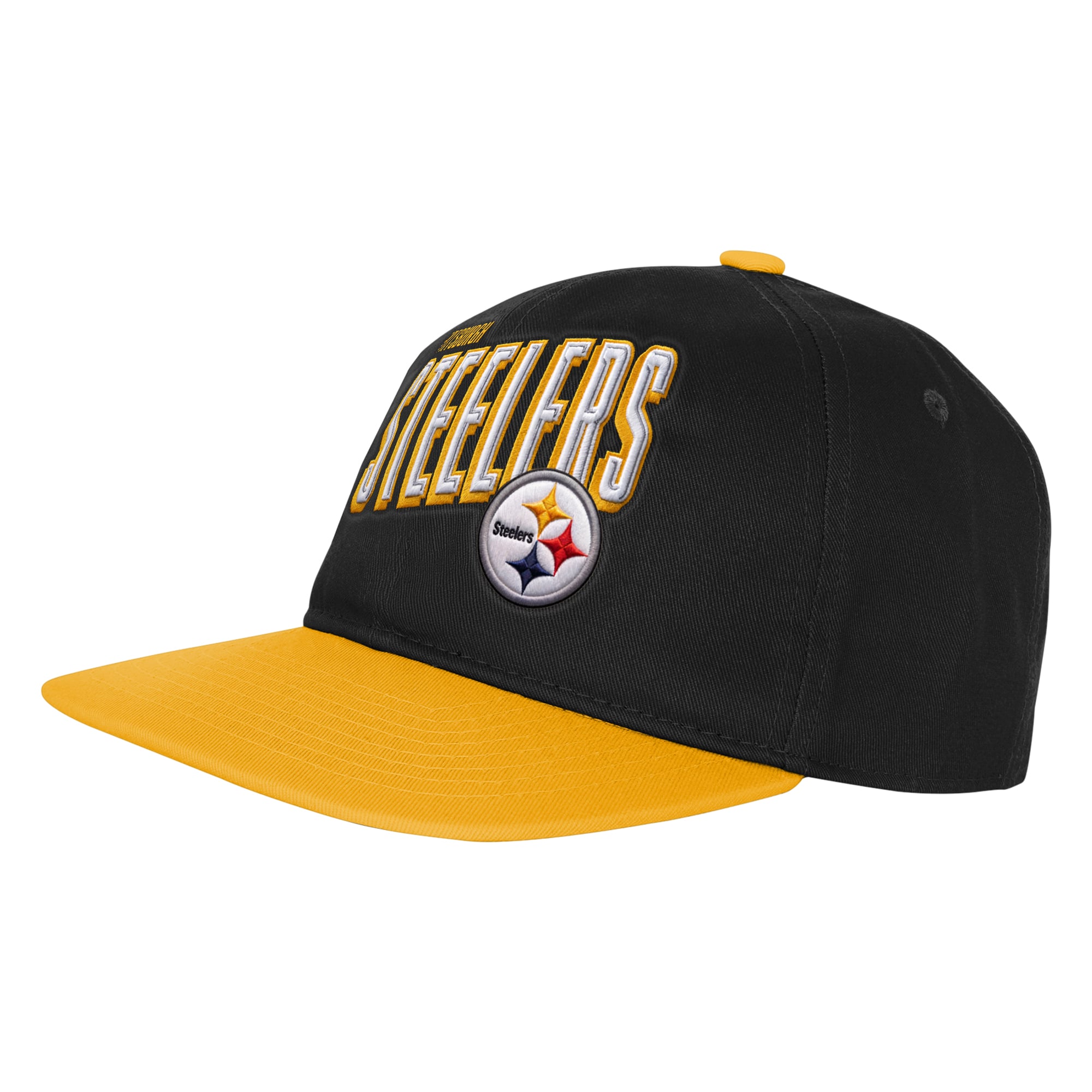 Youth Outerstuff Black/Yellow Pittsburgh Steelers Flat Brim Snapback Hat