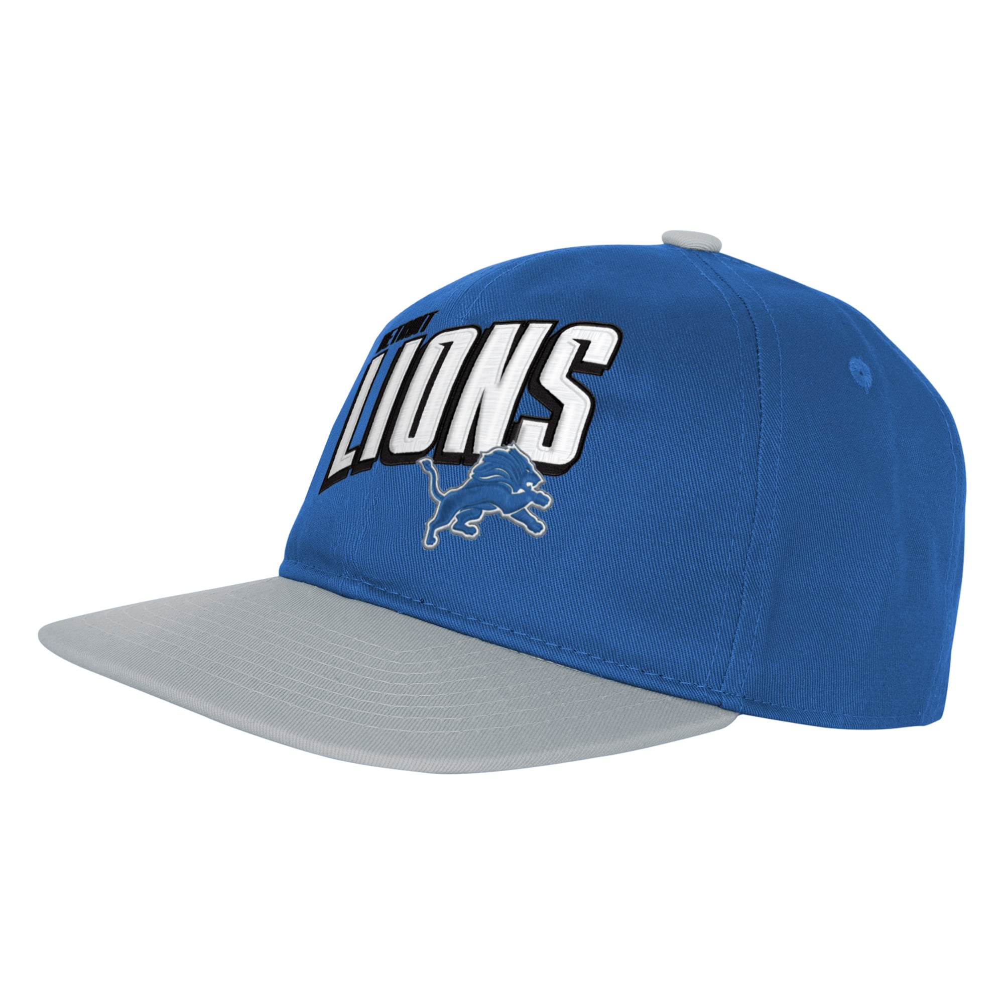 Youth Outerstuff Blue/Gray Detroit Lions Flat Brim Snapback Hat