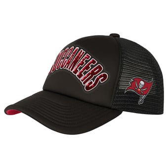Girls Youth Outerstuff Black Tampa Bay Buccaneers Bling Adjustable Trucker Hat