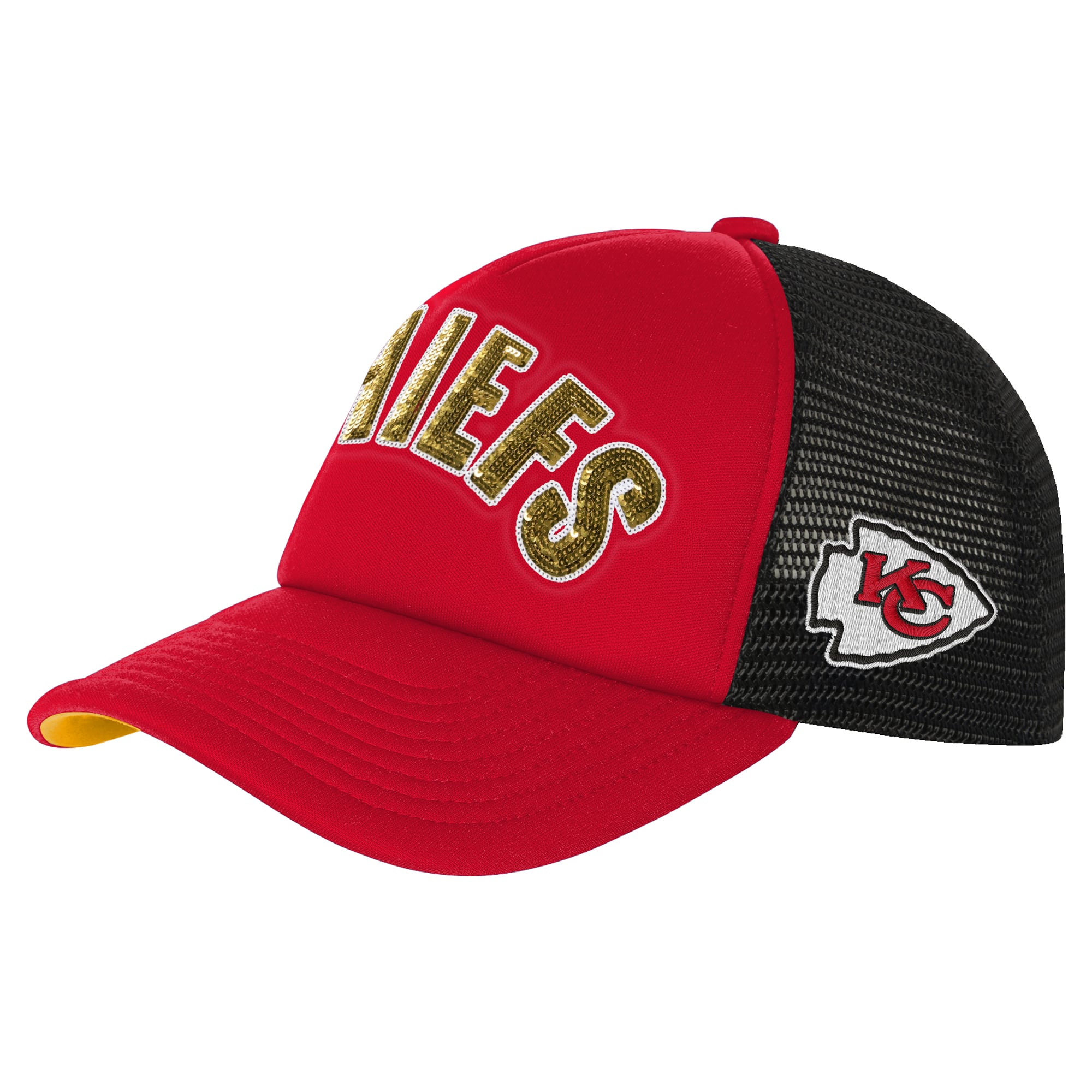 Girls Youth Outerstuff Red Kansas City Chiefs Bling Adjustable Trucker Hat