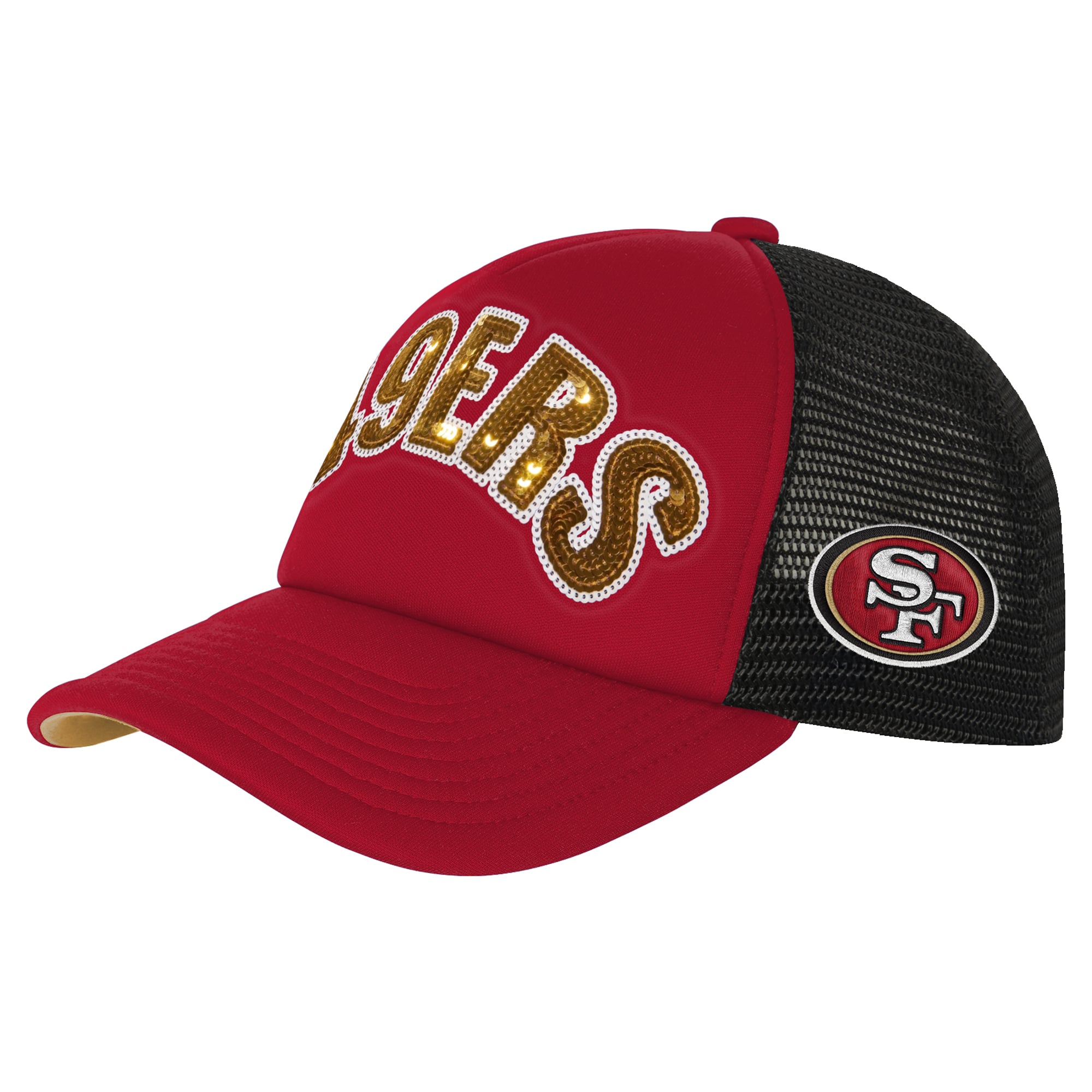 Girls Youth Outerstuff Scarlet San Francisco 49ers Bling Adjustable Trucker Hat