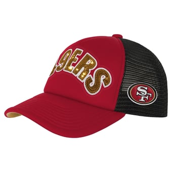 Girls Youth Outerstuff Scarlet San Francisco 49ers Bling Adjustable Trucker Hat