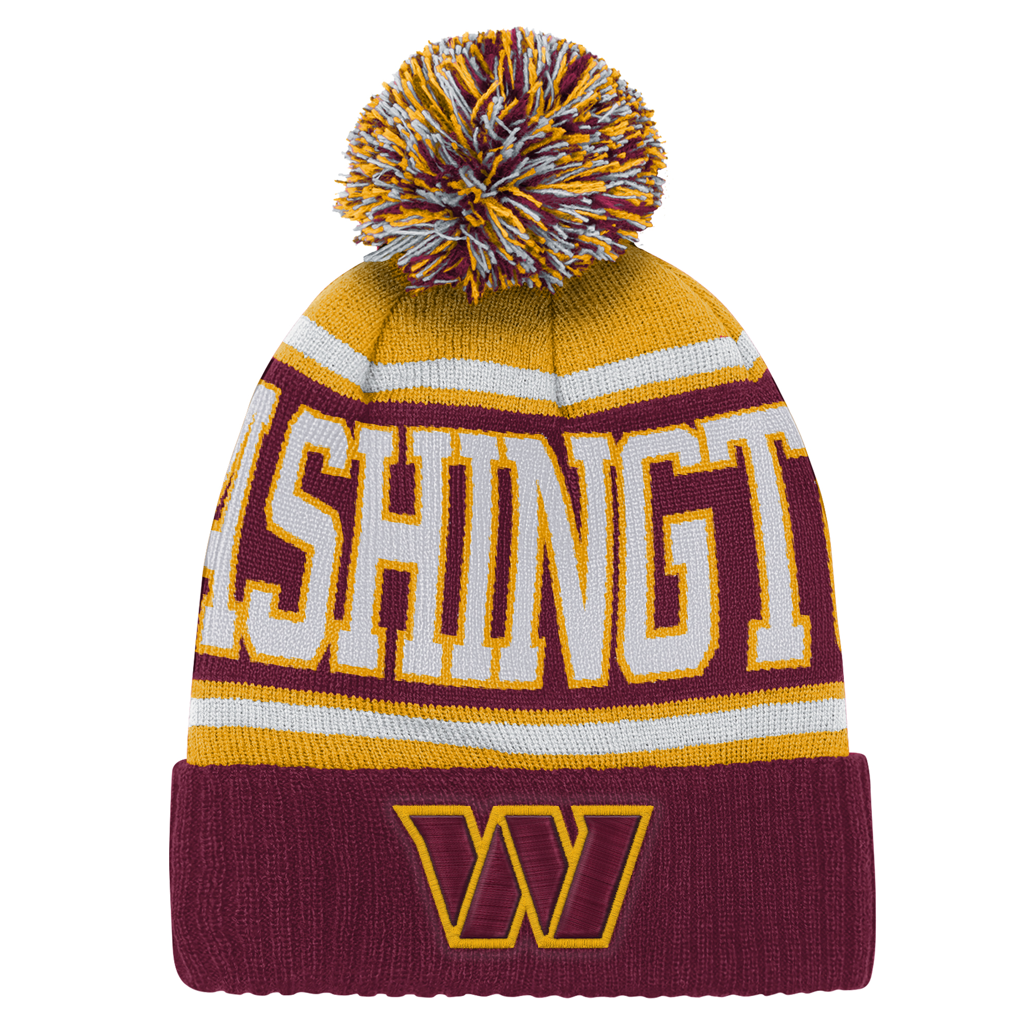 Youth Outerstuff Burgundy Washington Commanders True Edge Cuffed Knit Hat with Pom