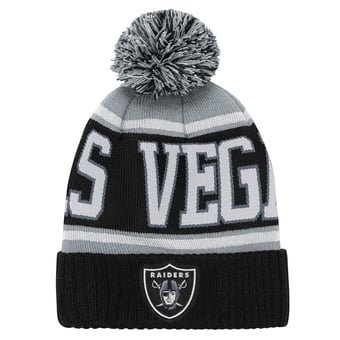 Youth Outerstuff Black Las Vegas Raiders True Edge Cuffed Knit Hat with Pom
