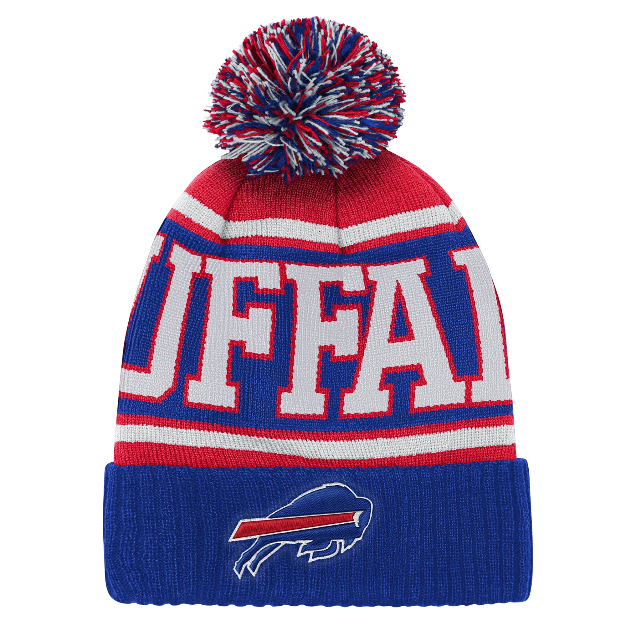 Youth Outerstuff Royal Buffalo Bills True Edge Cuffed Knit Hat with Pom
