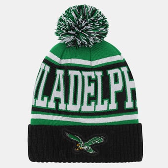 Youth Outerstuff Black/Kelly Green Philadelphia Eagles Retro Highlight Cuffed Knit Hat with Pom