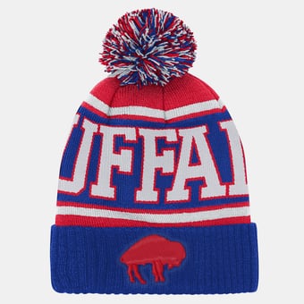 Youth Outerstuff Royal/Red Buffalo Bills Retro Highlight Cuffed Knit Hat with Pom