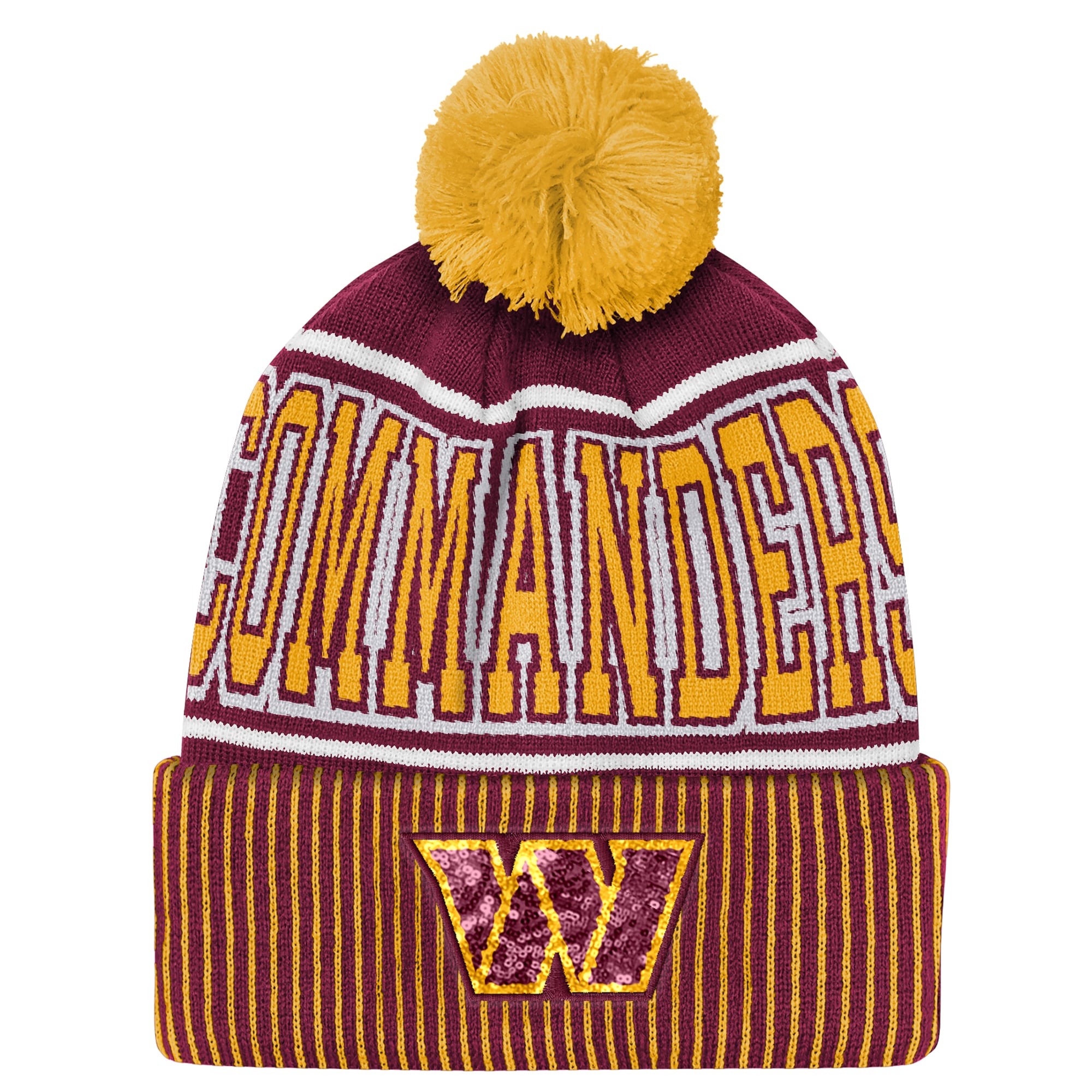 Youth Outerstuff Burgundy Washington Commanders Highlight Cuffed Knit Hat with Pom