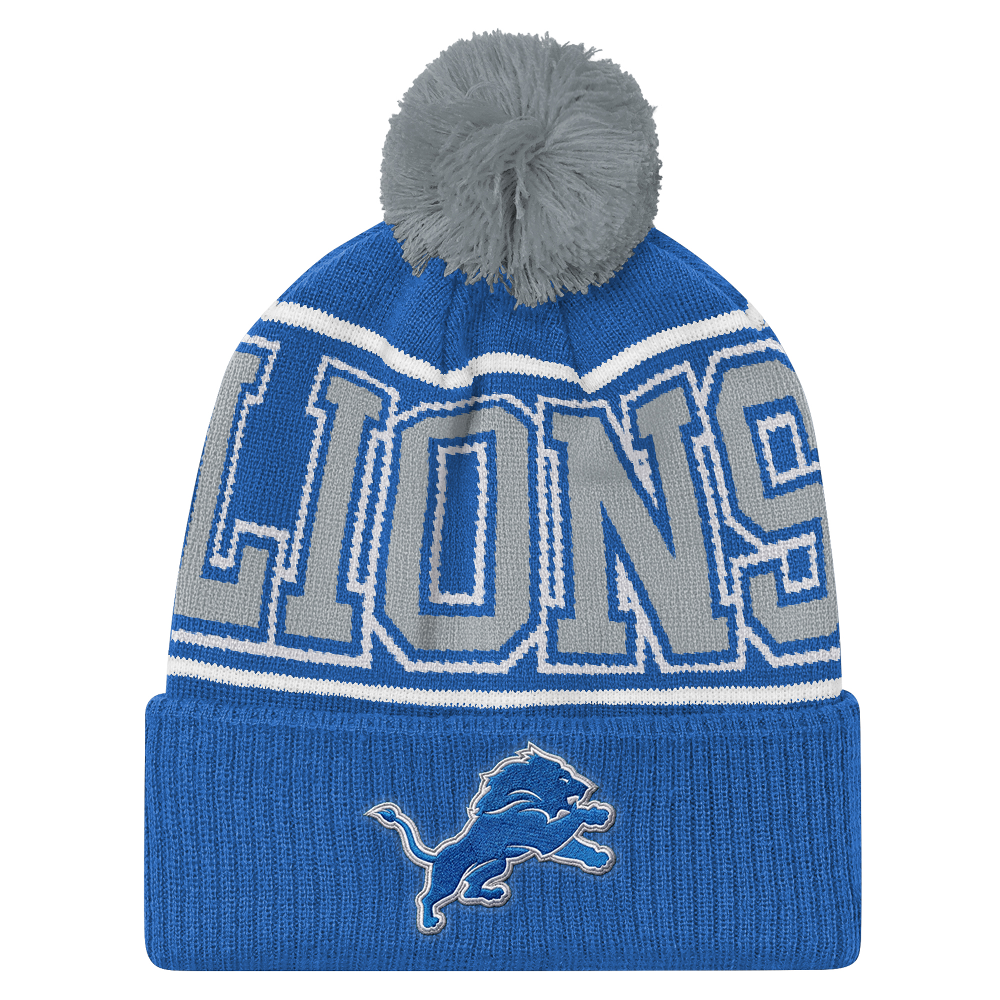Youth Outerstuff Blue Detroit Lions Highlight Cuffed Knit Hat with Pom