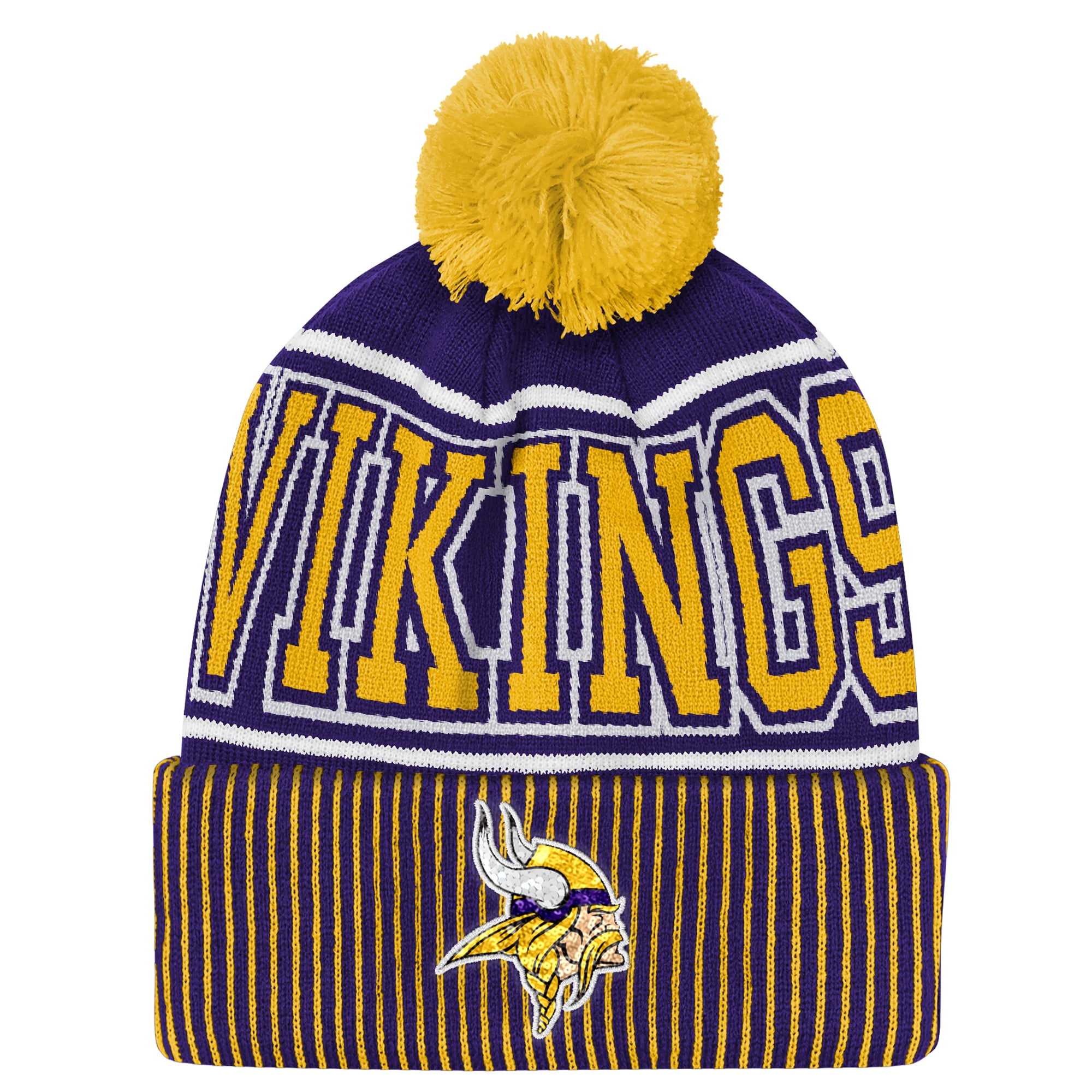 Youth Outerstuff Purple Minnesota Vikings Highlight Cuffed Knit Hat with Pom