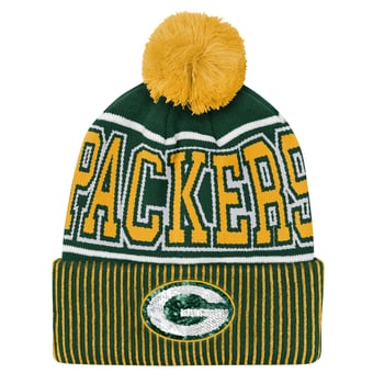 Youth Outerstuff Green Green Bay Packers Highlight Cuffed Knit Hat with Pom