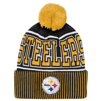 Youth Outerstuff Black Pittsburgh Steelers Highlight Cuffed Knit Hat with Pom