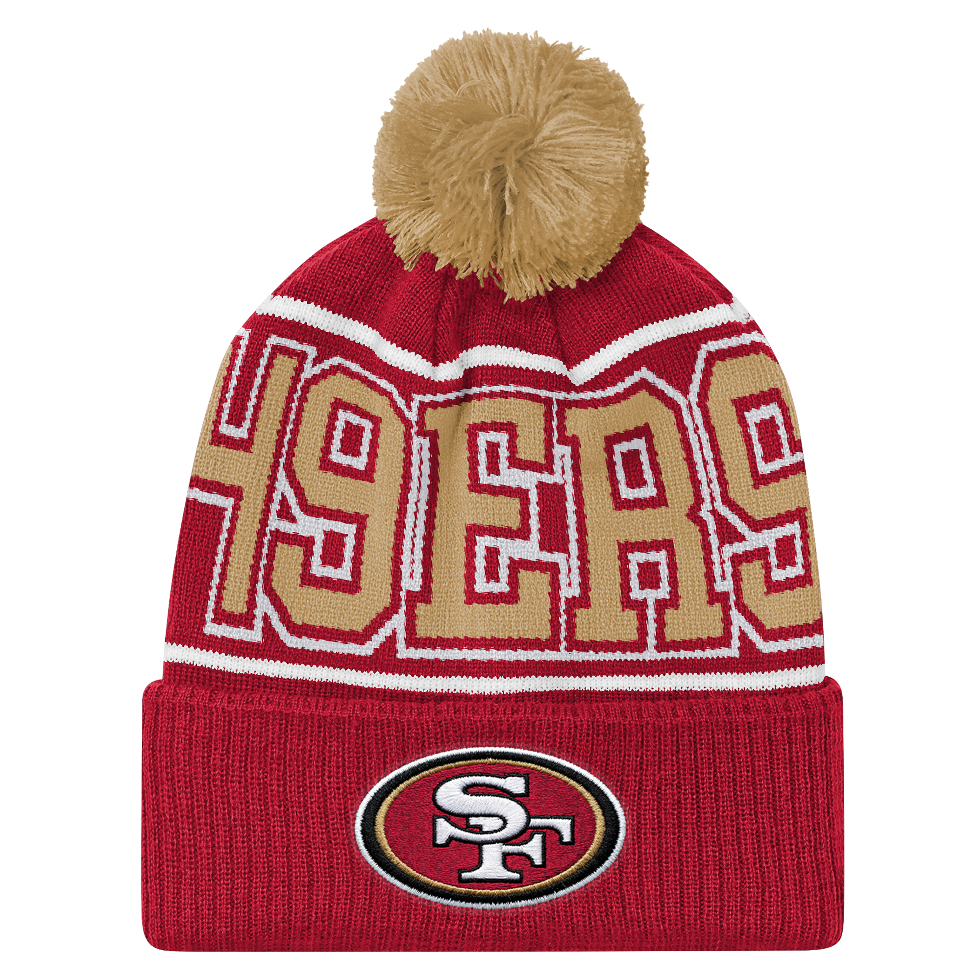 Youth Outerstuff Scarlet San Francisco 49ers Highlight Cuffed Knit Hat with Pom