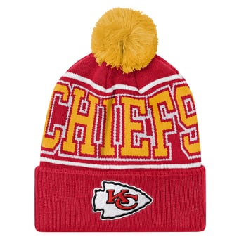 Youth Outerstuff Red Kansas City Chiefs Highlight Cuffed Knit Hat with Pom