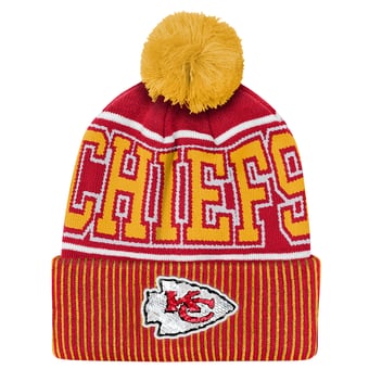 Youth Outerstuff Red Kansas City Chiefs Highlight Cuffed Knit Hat with Pom