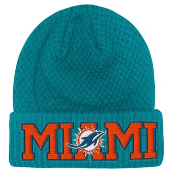 Youth Outerstuff Aqua Miami Dolphins Heat Check Cuffed Knit Hat