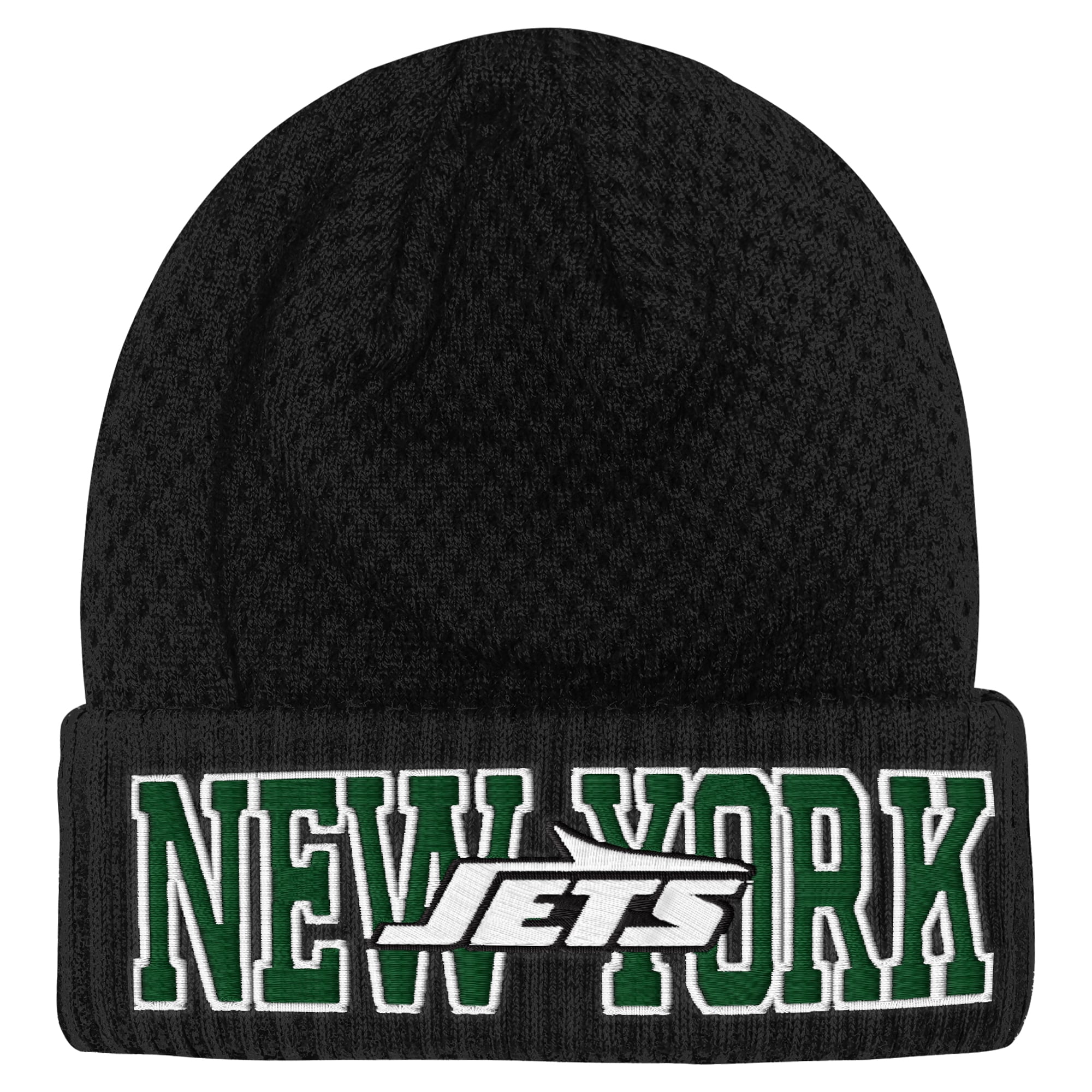 Youth Outerstuff Black New York Jets Heat Check Cuffed Knit Hat