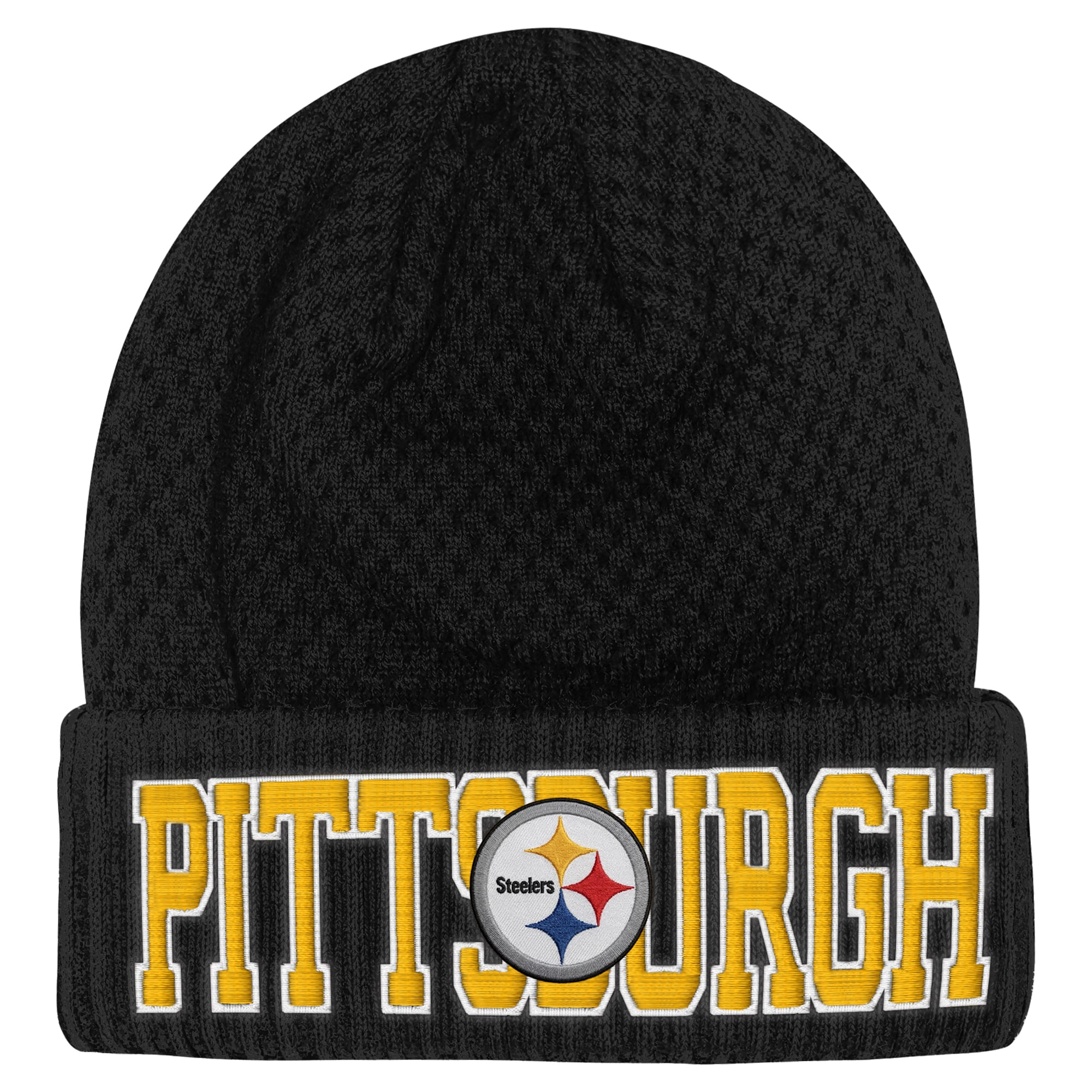 Youth Outerstuff Black Pittsburgh Steelers Heat Check Cuffed Knit Hat