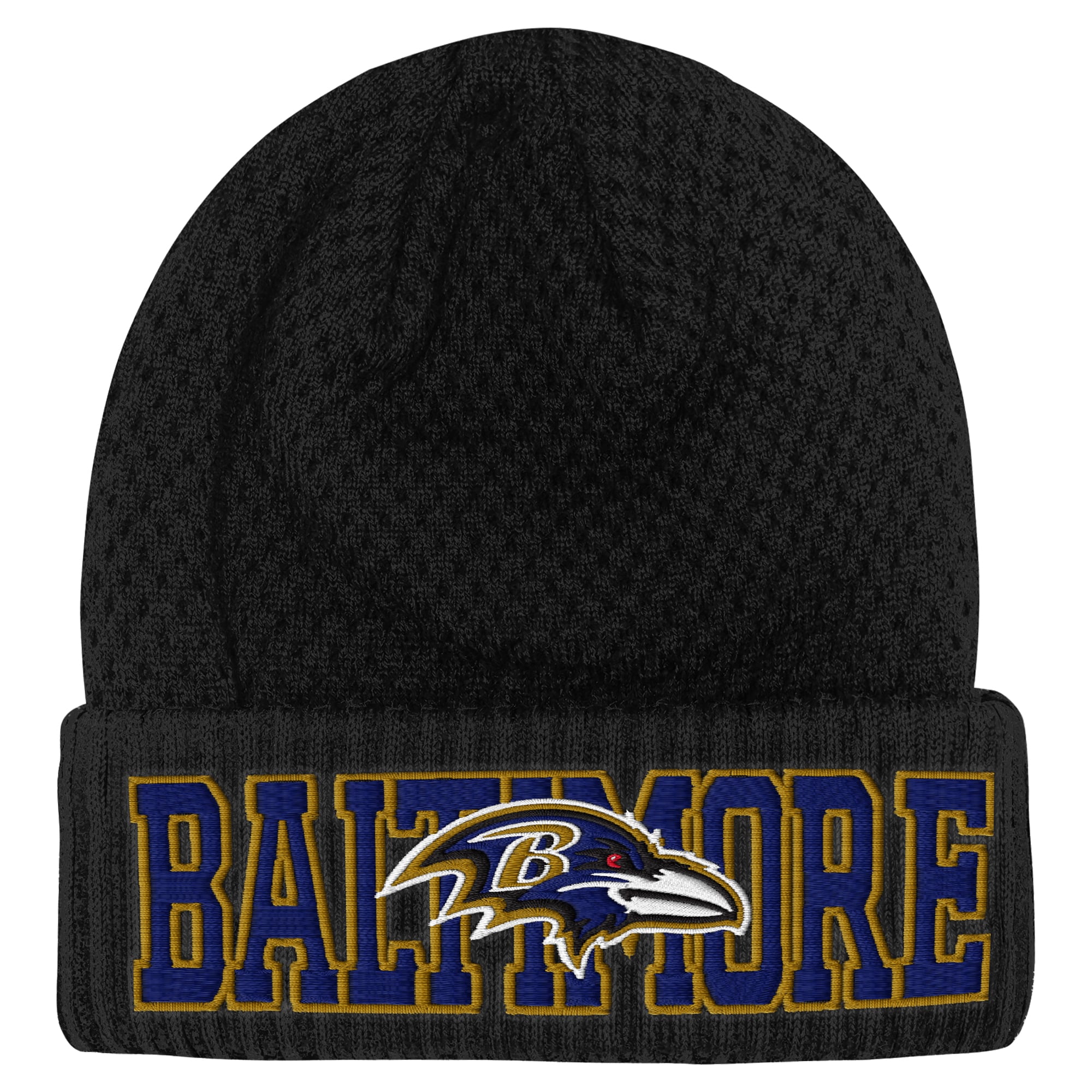 Youth Outerstuff Black Baltimore Ravens Heat Check Cuffed Knit Hat