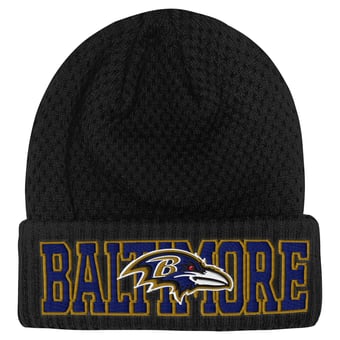 Youth Outerstuff Black Baltimore Ravens Heat Check Cuffed Knit Hat