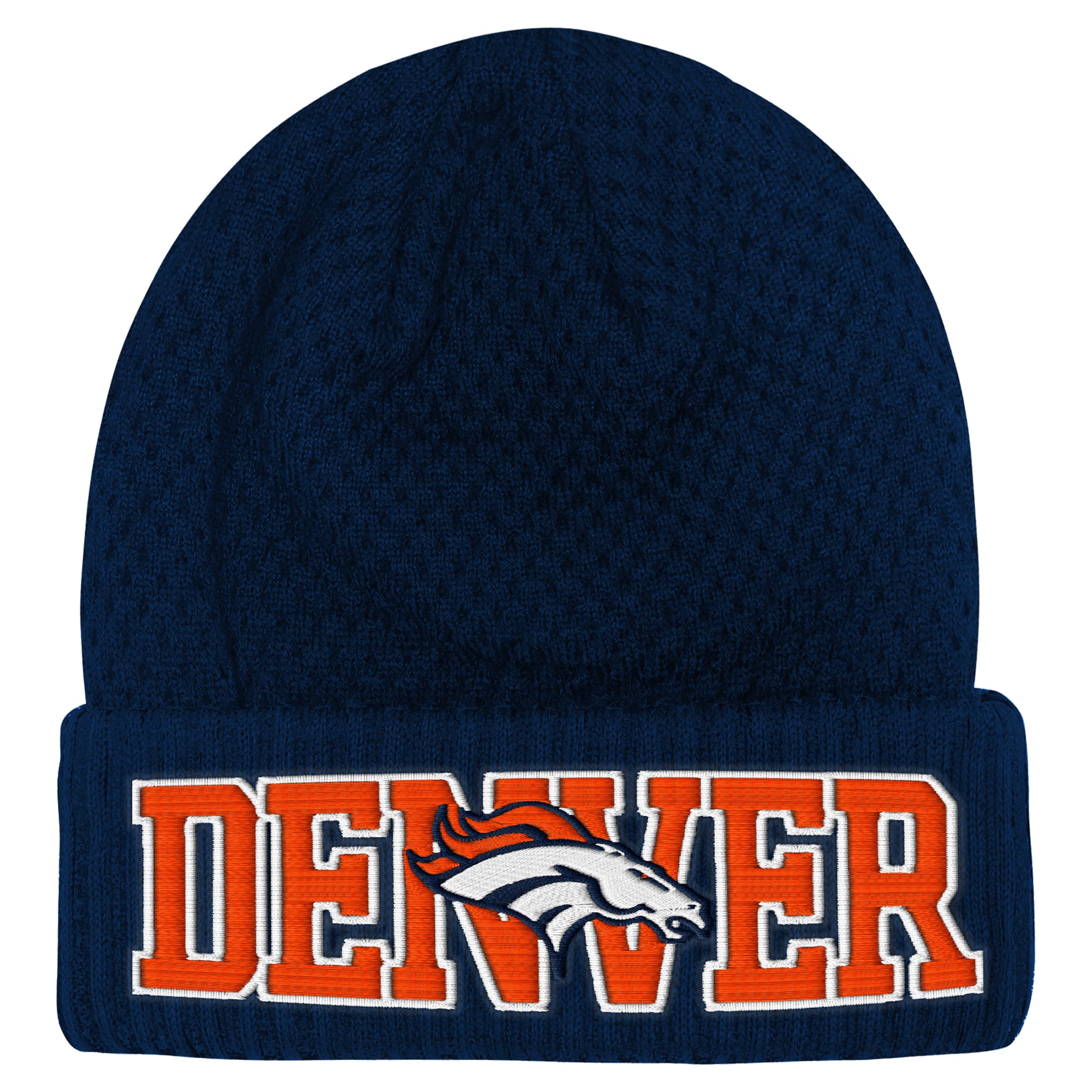 Youth Outerstuff Navy Denver Broncos Heat Check Cuffed Knit Hat