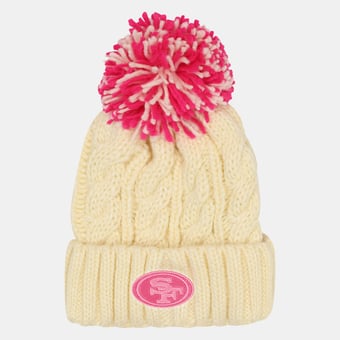 Girls Youth Outerstuff Cream San Francisco 49ers Cable Cuffed Knit Hat with Pom