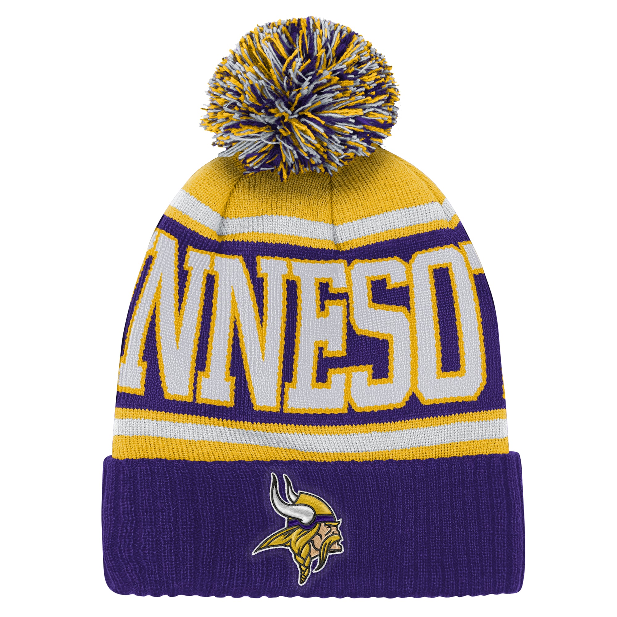 Preschool Outerstuff Purple Minnesota Vikings True Edge Cuffed Knit Hat with Pom