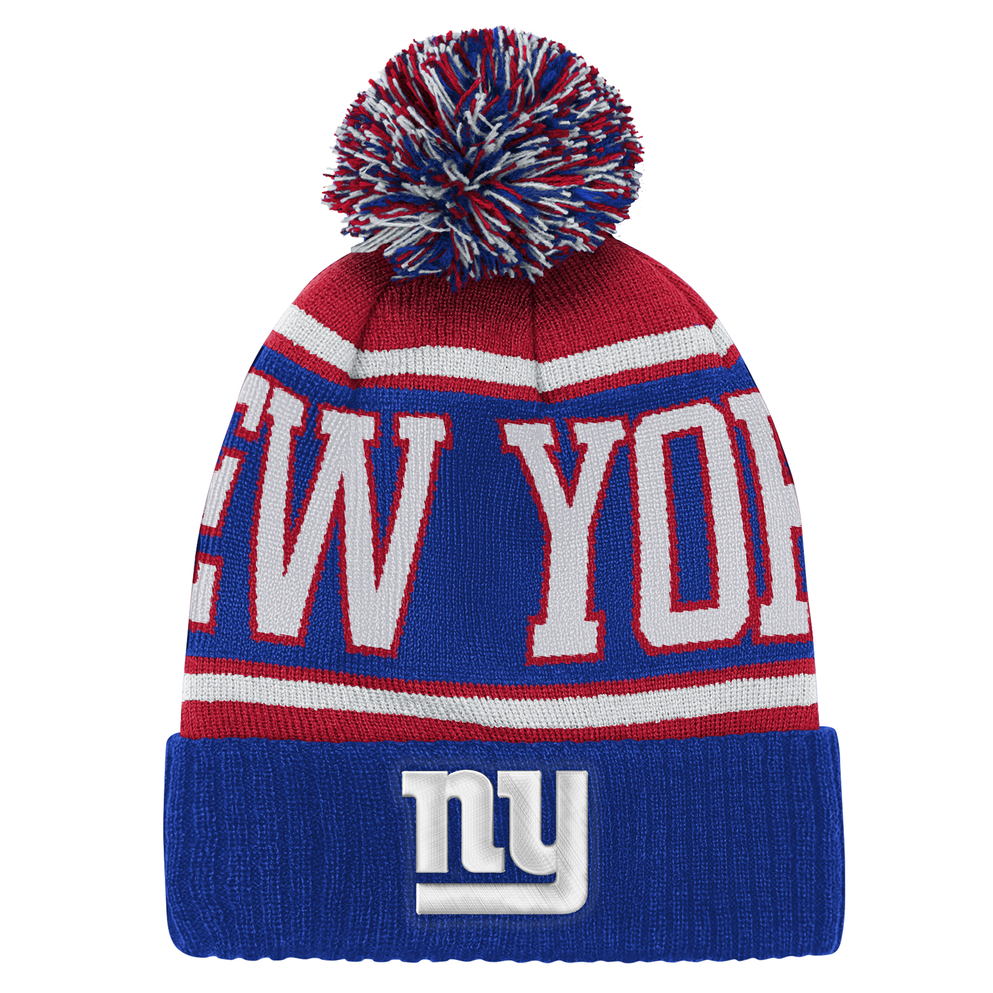 Preschool Outerstuff Royal New York Giants True Edge Cuffed Knit Hat with Pom