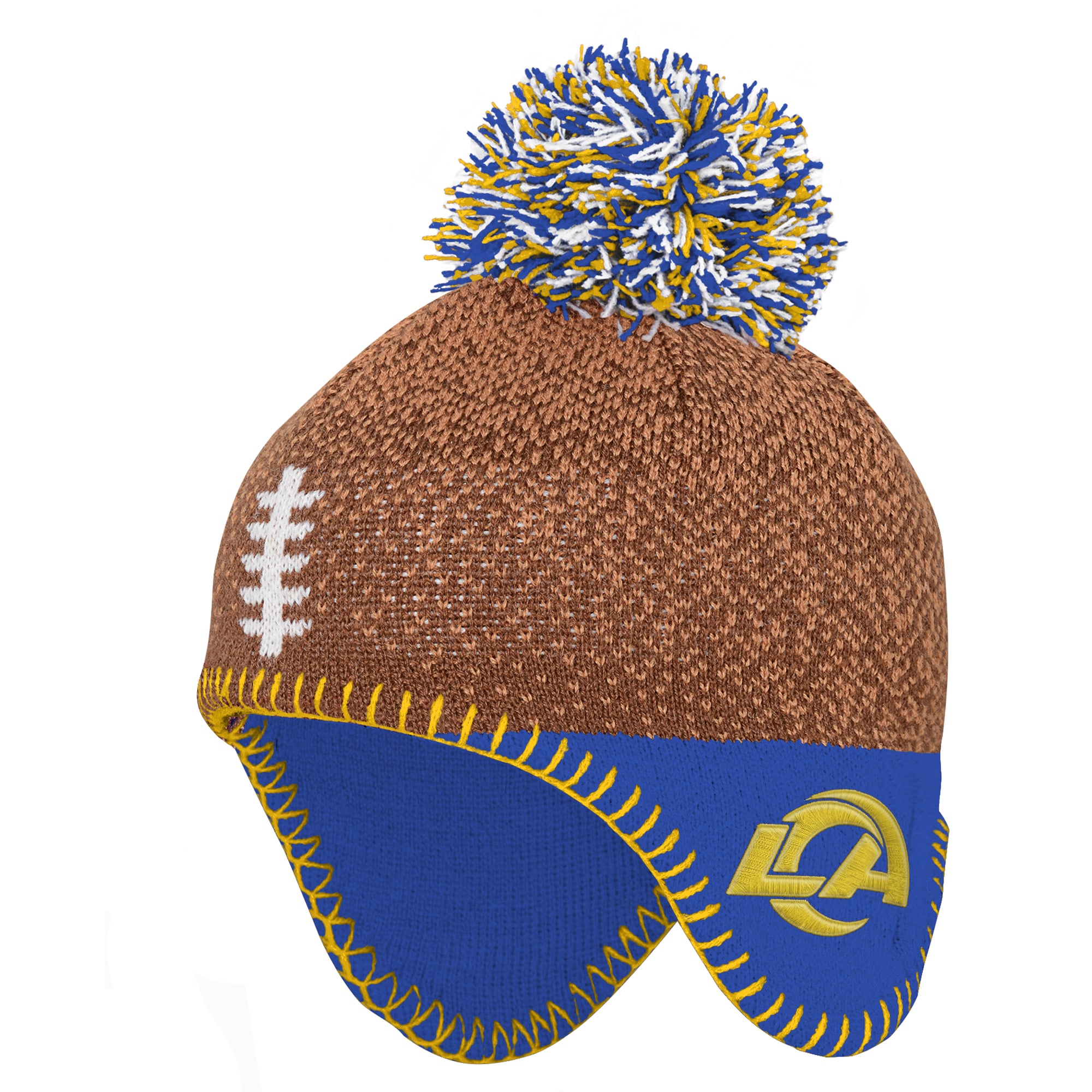 Infant Outerstuff Brown Los Angeles Rams Football Head Knit Hat
